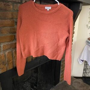 Cozy Coral Crew Neck Sweater with Soft Knit Fabric